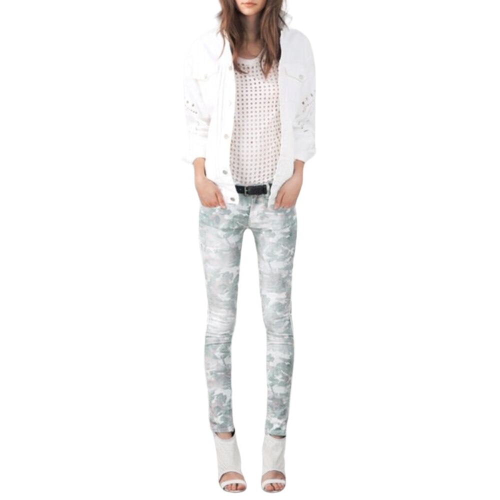 IRO Damia camo print ubran chic paint splatter denim low rise skinny jeans Sz 28 - Picture 9 of 9